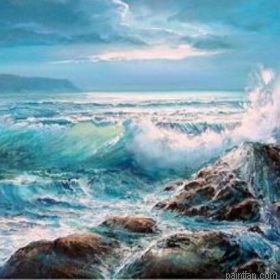 Waves Crashing On Rocks Paint By Numbers.png