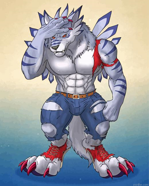 Weregarurumon Digimon Character Paint By Number.png