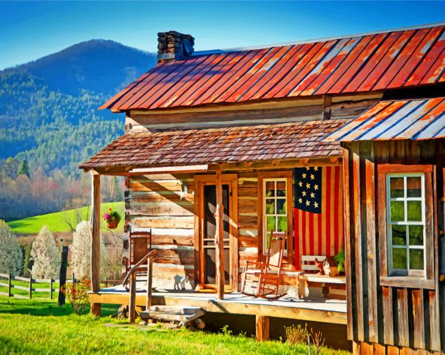 Western Cabin Scene Paint By Number.png
