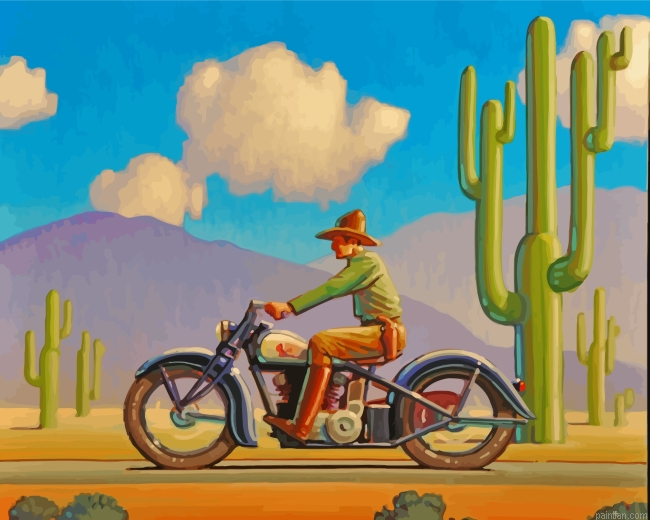 Western Man On Motorcycle Paint By Number.png