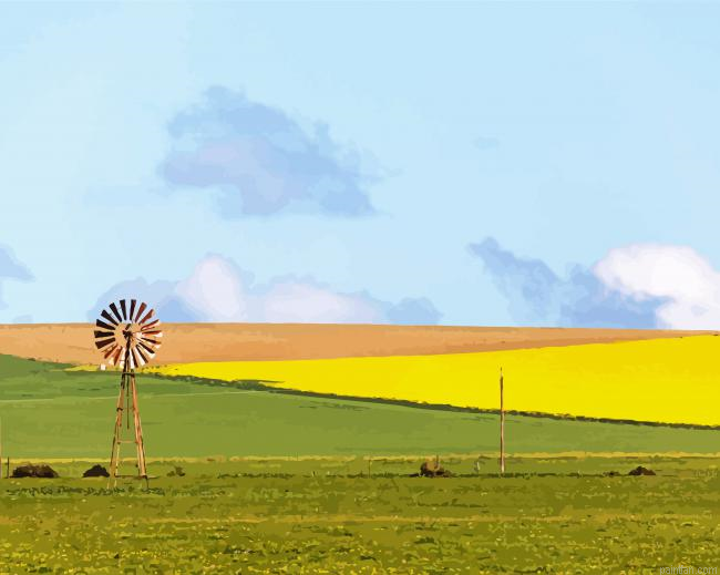 Western Windmill Landscape Paint By Numbers.png