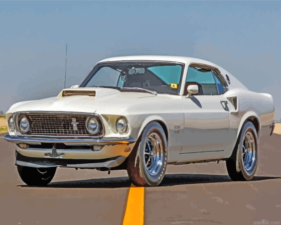 White 1969 Ford Mustang Fastback Car Paint By Numbers.png