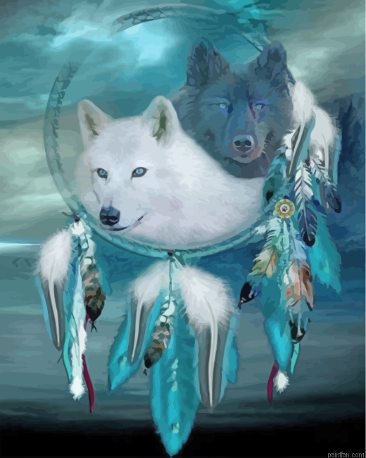 White And Grey Wolves Paint By Number.png