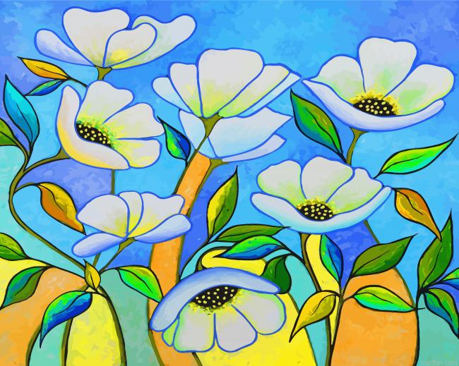 White Anemone Flowers Paint By Number.png