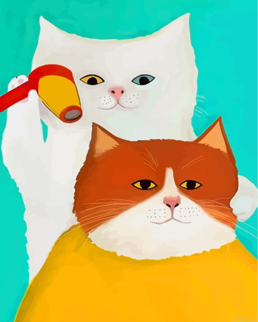 White Barber Cat Paint By Number.png