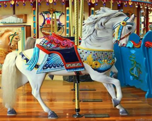 White Carousel Horse Paint By Number.png
