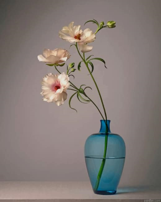 White Flowers In A Blue Vase New Paint By Numbers.png
