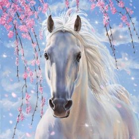 White Horse With Flowers Paint By Numbers.png