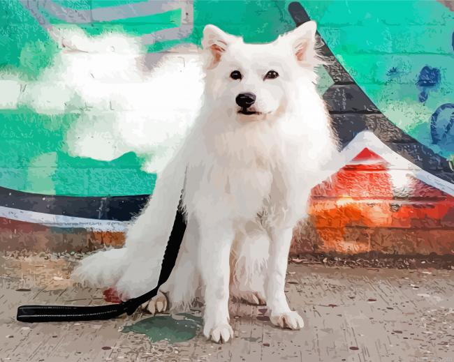 White Japanese Dog Paint By Numbers.png
