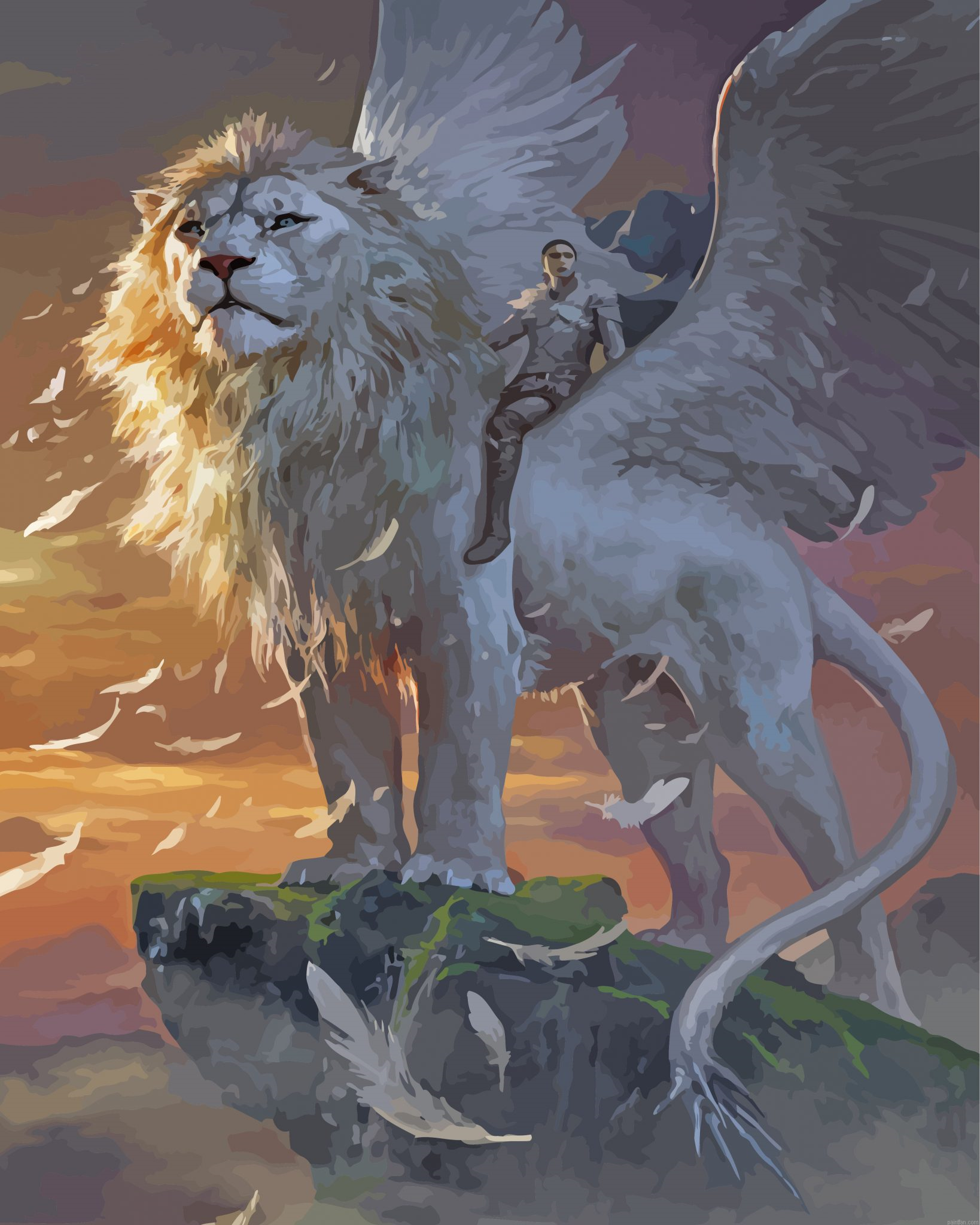 White Lion With Griffin Wings Paint By Number.png
