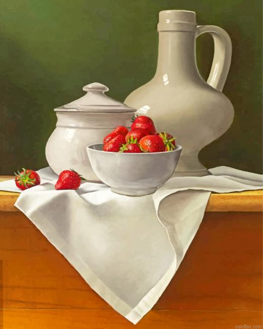 White Utensils And Strawberries Paint By Number.png