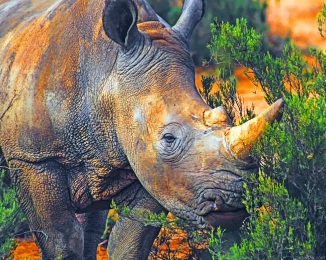 Wild Brown Rhinoceros Paint By Numbers.png