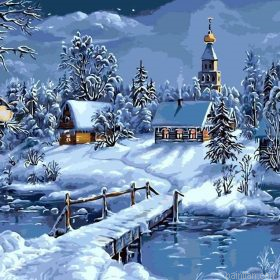 Winter In The Village Paint By Numbers.png