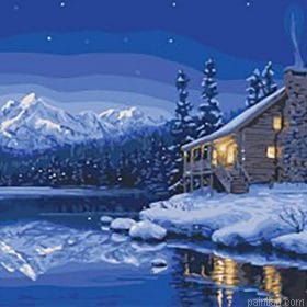 Winter Night Forest Paint By Numbers.png