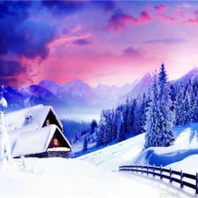 Winter Snowfall Mountain Paint By Numbers.png