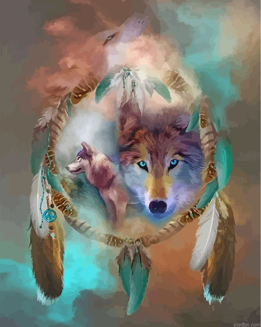 Wolf And Dream Catcher Paint By Number.png