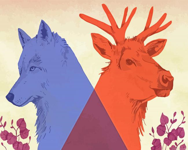 Wolf And Elk Paint By Numbers.png