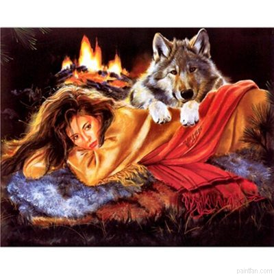 Wolf And Woman Paint By Numbers.png