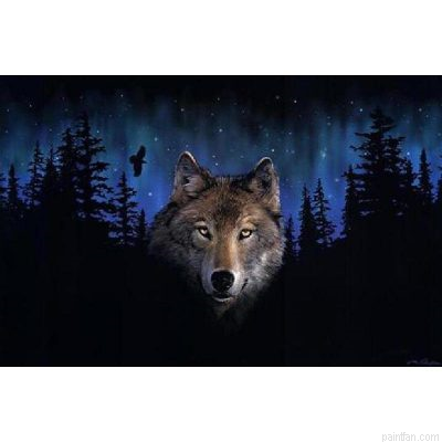 Wolf In Trees Paint By Numbers.png