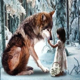 Wolf And Little Girl Paint By Numbers.png