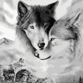 Wolves Black And White Paint By Numbers.png