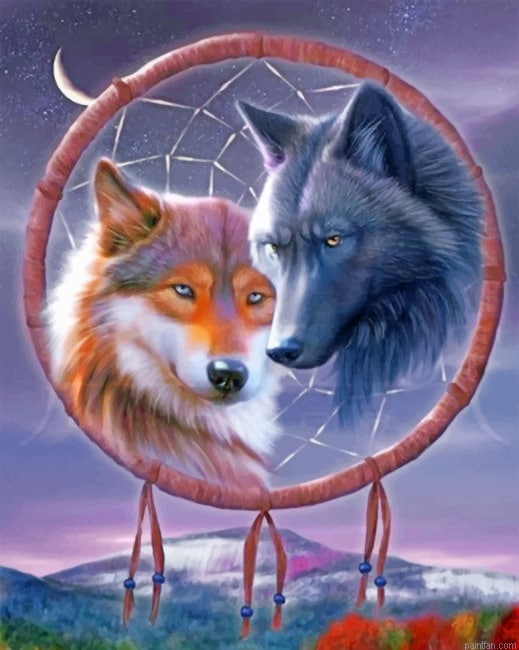 Wolves Dream Catcher Animals Paint By Numbers.png