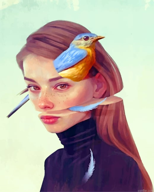 Woman And A Bird New Paint By Numbers.png