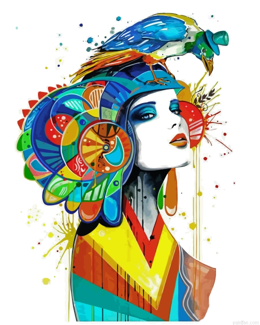 Woman And Bird Paint By Number.png