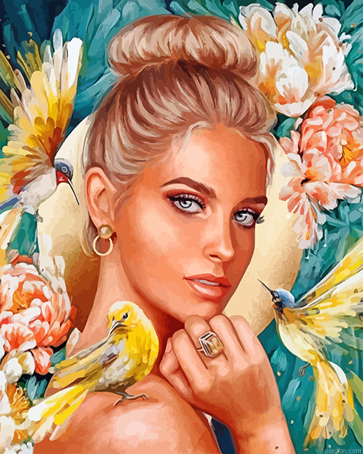 Woman And Birds Paint By Number.png
