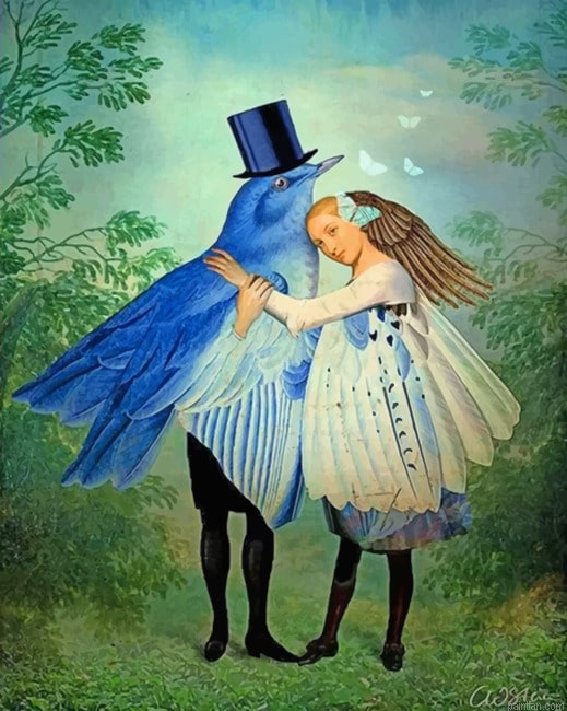 Woman And Blue Bird New Paint By Numbers.png