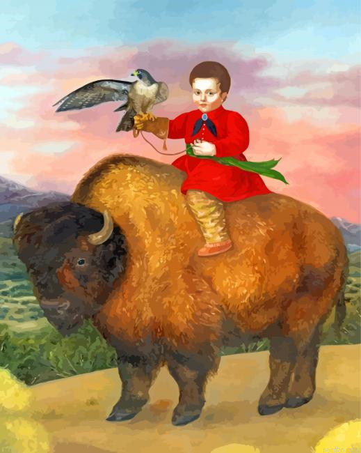 Woman And Buffalo Paint By Number.png