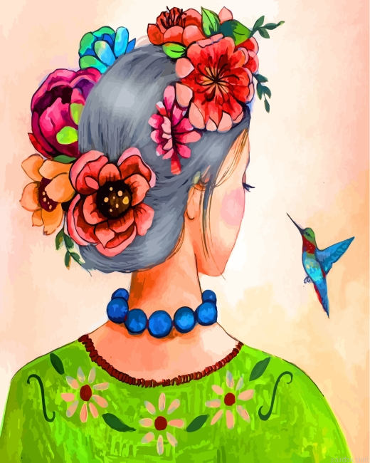 Woman And Flowers Crown Paint By Number.png