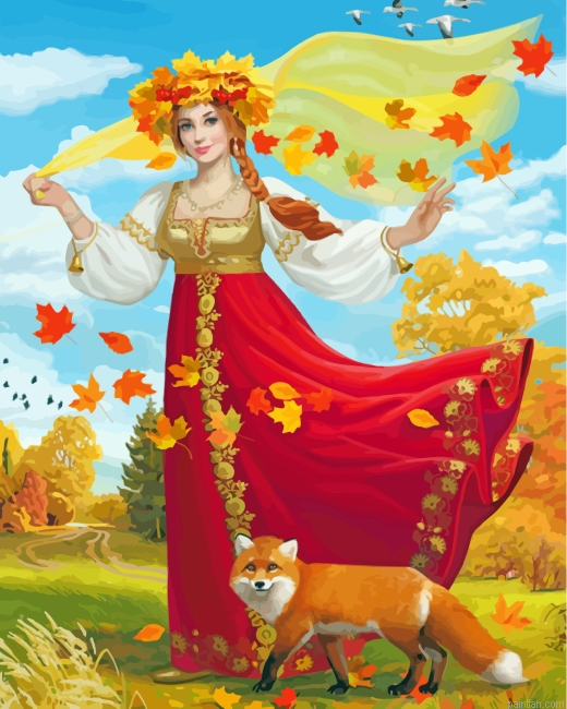 Woman And Fox Paint By Number.png