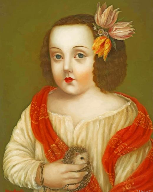 Woman And Hedgehog Paint By Number.png