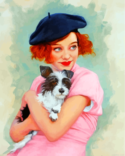 Woman And Her Puppy Paint By Number.png