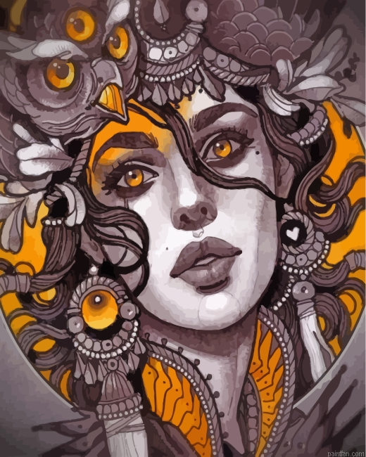 Woman And Owl Paint By Number.png