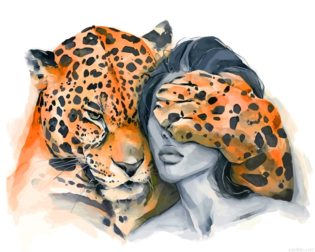 Woman And Tiger Paint By Number.png