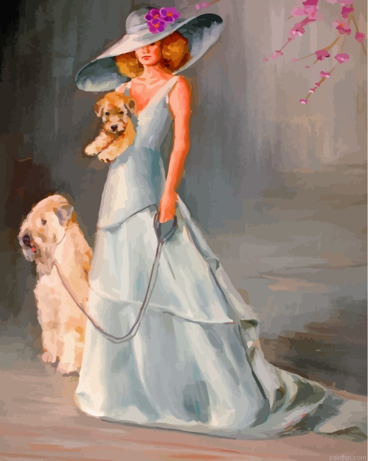 Woman And Wheaton Terrier Paint By Number.png