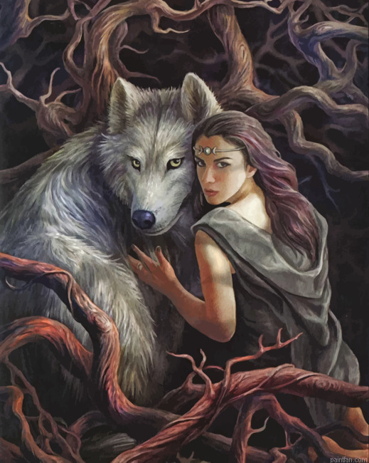 Woman And Wolf Paint By Numbers.png