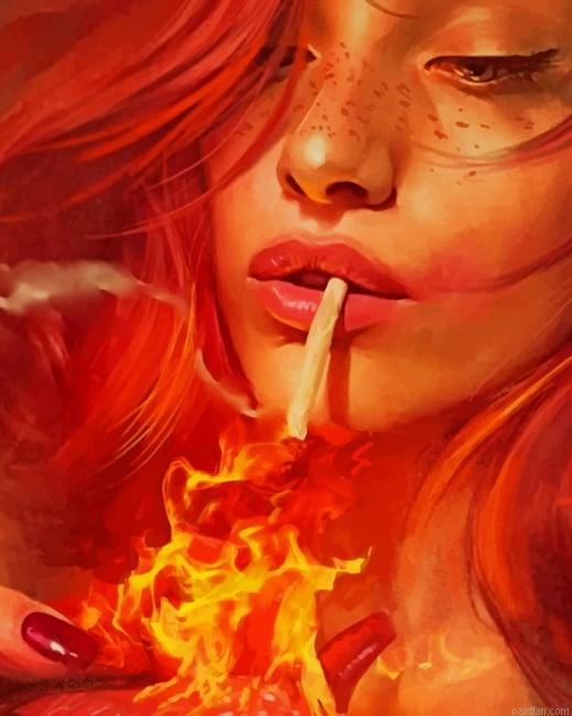 Woman Burning Her Heart New Paint By Numbers.png