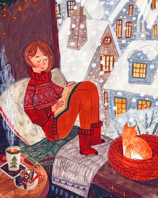 Woman Chilling Down Illustration Paint By Numbers.png