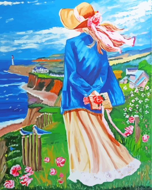 Woman Contemplating The Beach Paint By Number.png