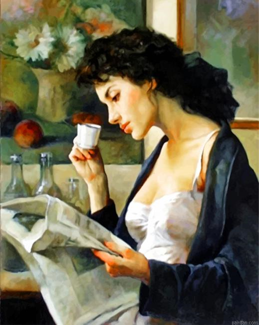 Woman Drinking Coffee Paint By Number.png