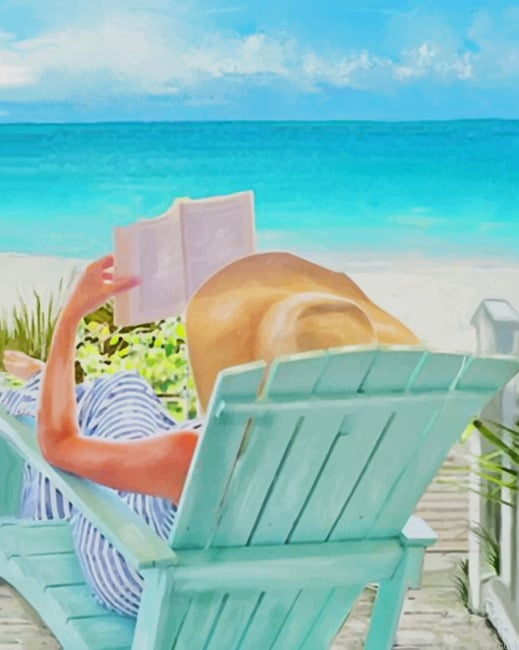 Woman Enjoying The Summer While Reading A Book New Paint By Numbers.png