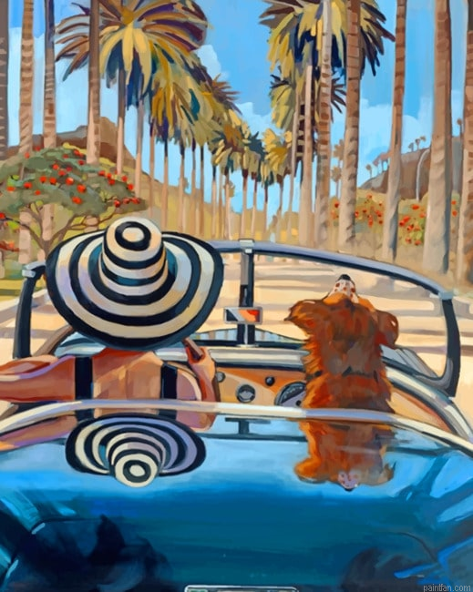 Woman Enjoying The Summer With Her Brown Dog New Paint By Numbers.png