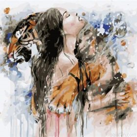 Woman Hugging A Tiger Paint By Numbers.png