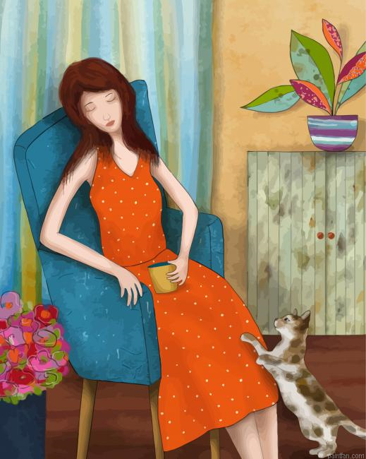 Woman In Chair With Cat Paint By Numbers.png