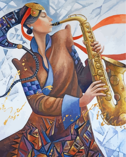Woman Playing Saxophone Paint By Number.png