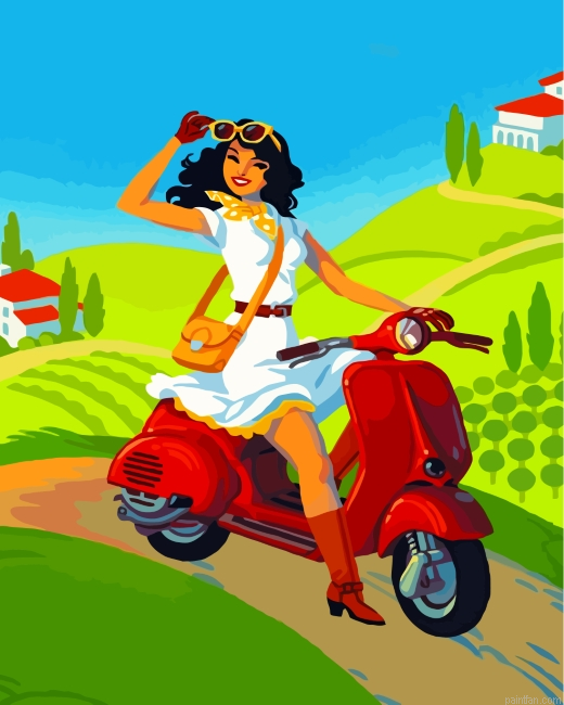 Woman Riding Motorcycle Paint By Number.png
