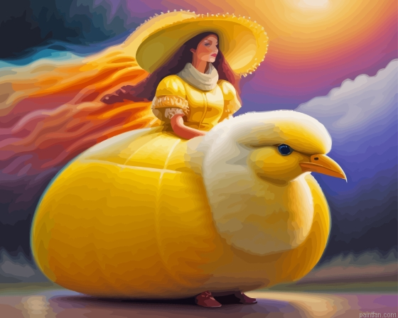 Woman Riding Yellow Bird Paint By Numbers.png